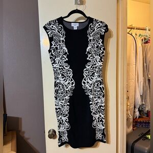 “Carmen: Carmen Marc Valvo” Black and white dress.